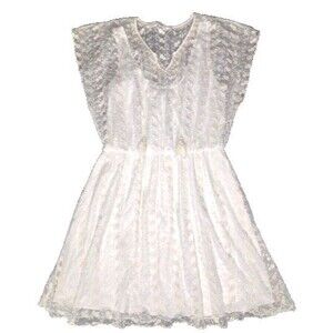 Sequin Hearts Floral Lace V-Neck Fit & Flare Womens Short Dress Small Ivory